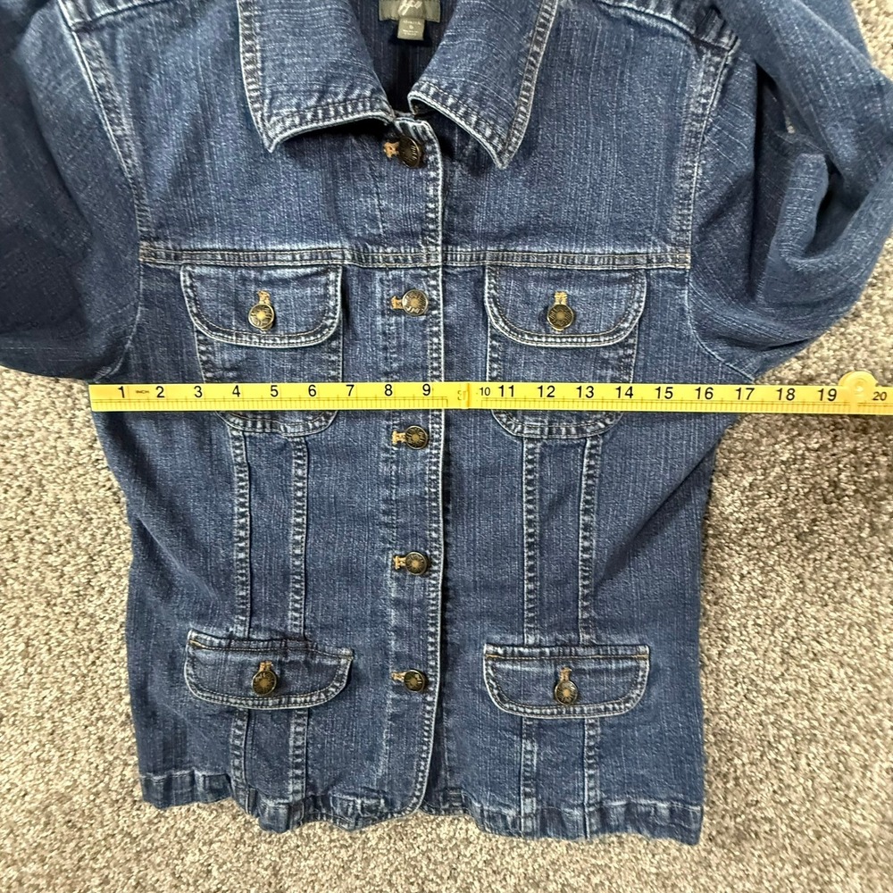 J. Jill Women Blue Stretch Denim Jacket Button Front Small RN 97641 - Picture 6 of 13